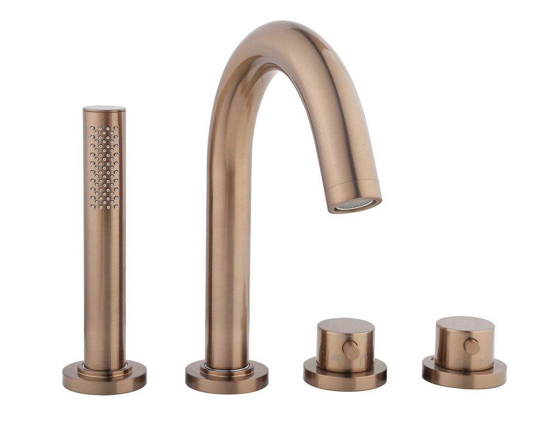 Productfoto Caral afbouwdeel badrandthermostaat 4-gats geborsteld brons koper PVD 296989