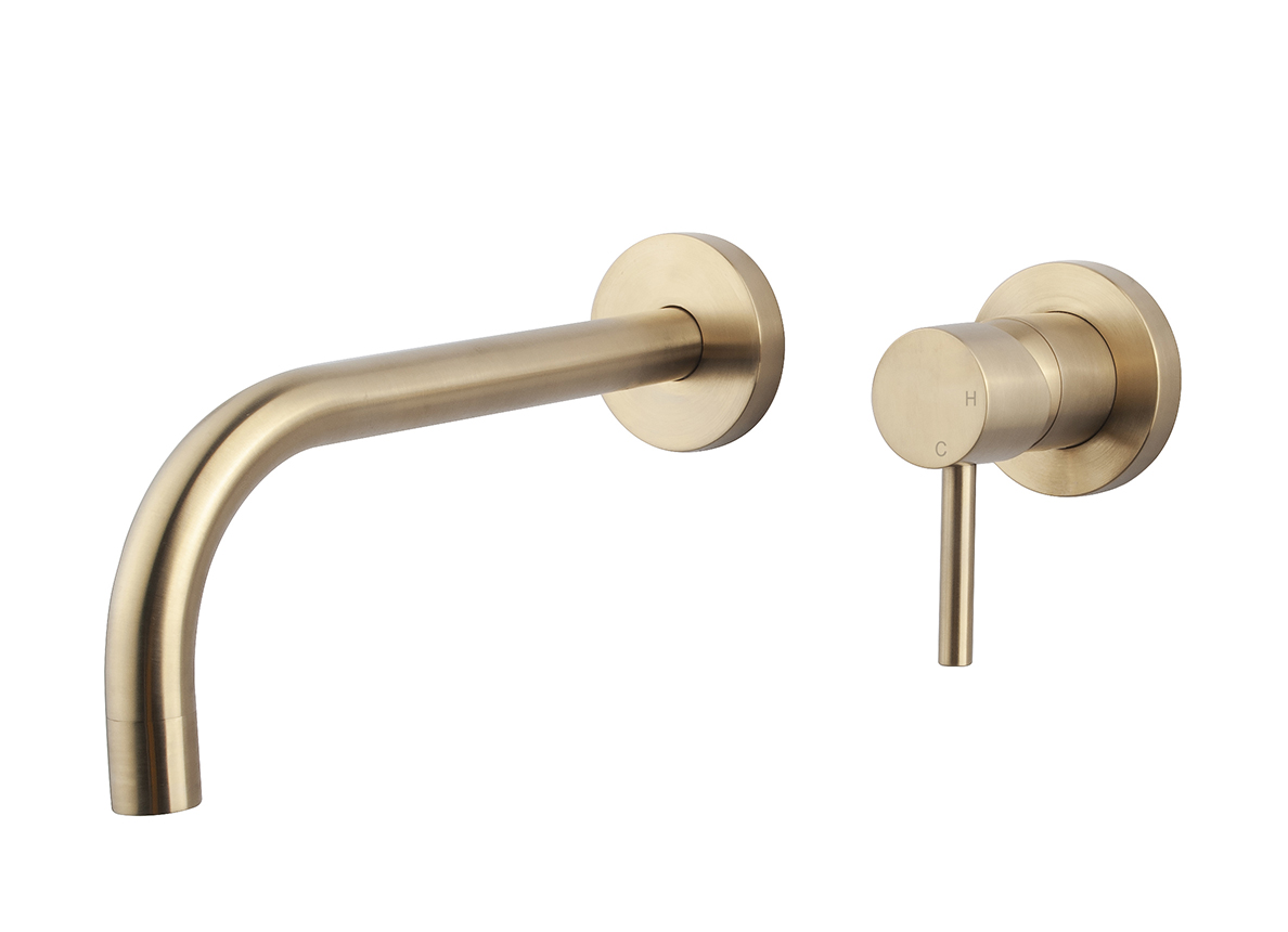Productfoto Caral Slim afbouwdeel eenhendel wastafelkraan met coldstart geborsteld messing PVD 297163