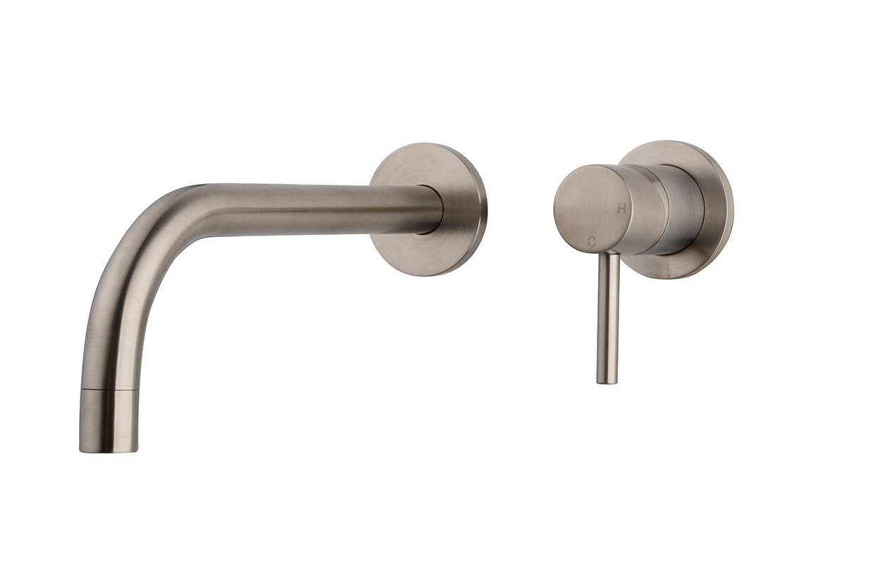 Productfoto Caral Slim afbouwdeel eenhendel wastafelkraan met coldstart geborsteld staal PVD 297164