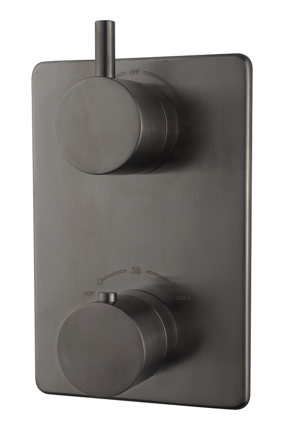Productfoto Caral afbouwdeel inbouwthermostaat 2 weg gunmetal PVD 297510