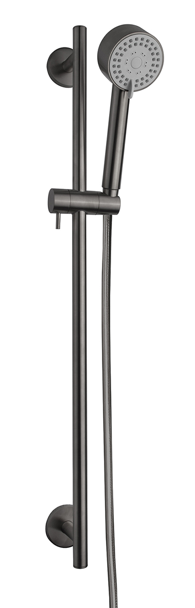 Productfoto UniMatch Cadans glijstangset compleet met handdouche 3 standen Ø 8 cm gunmetal PVD 297914