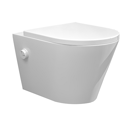 Productfoto Vesta wandcloset rimless met bidetkraan koud water met Shade slim toiletzitting glans wit 323334