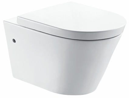 Productfoto Flow wandcloset rimless met nano coating met Flow toiletzitting softclose en quick release glans wit 323458