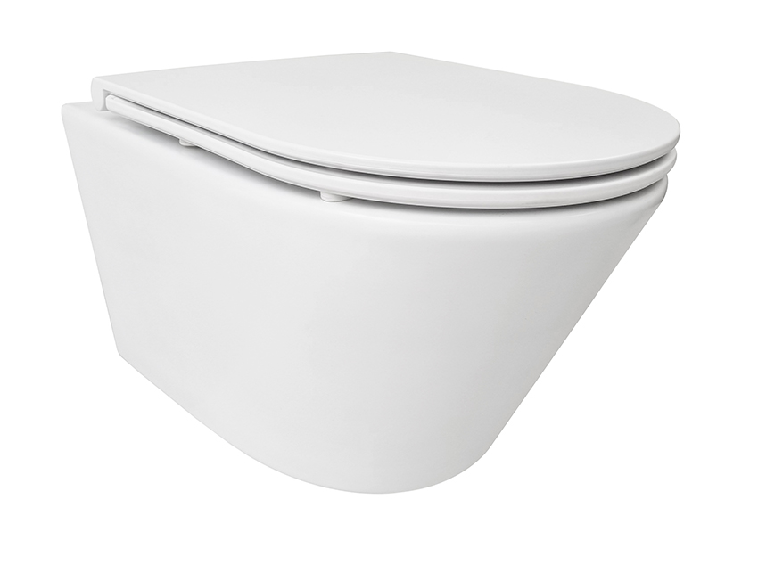 Productfoto Vesta Tornado flush wandcloset rimless met Flatline toiletzitting softclose en quick release mat wit 323613
