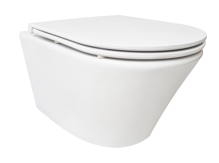 Productfoto Vesta wandcloset rimless met Flatline toiletzitting softclose en quick release mat wit 323615