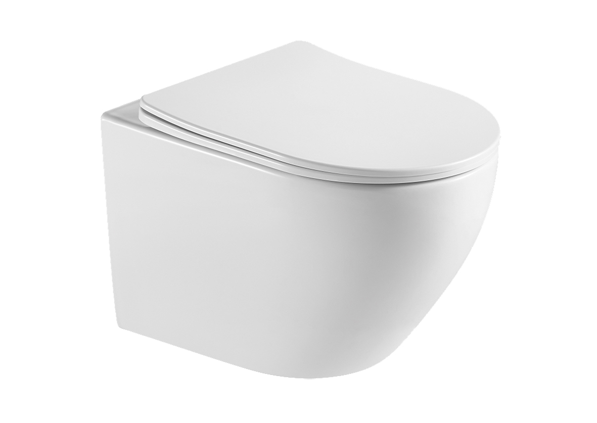 Productfoto Nibiru rimless wandcloset met toiletzitting softclose en quick release mat wit 324644
