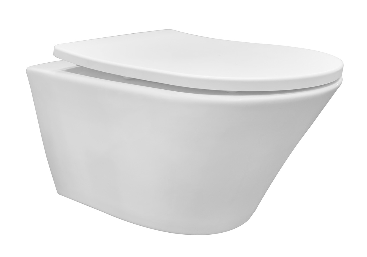 Productfoto Vesta wandcloset rimless met Shade slim toiletzitting softclose en quick release mat wit 326012