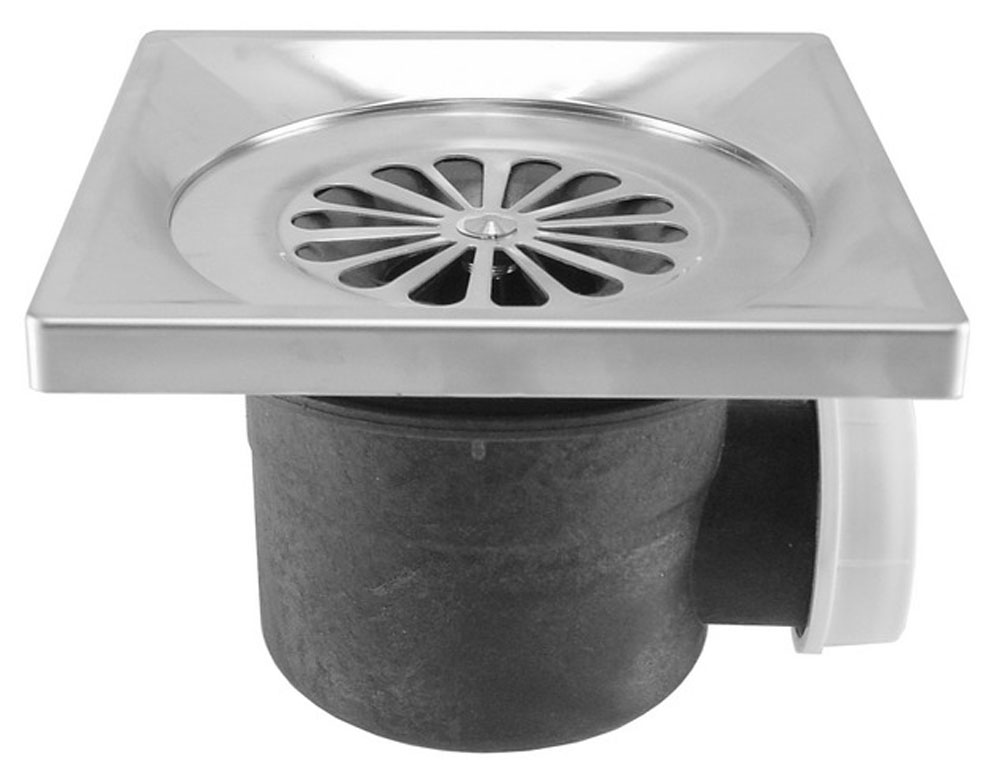 Productfoto Riko Luxe doucheput met zijuitlaat 14 x 14 cm RVS 333533