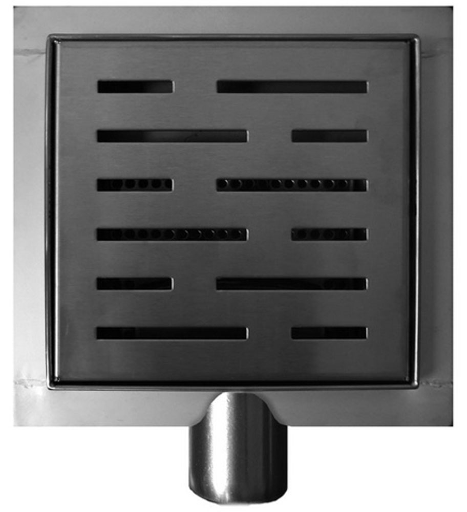 Productfoto 3e generatie doucheput met flens en zijuitlaat 20 x 20 cm RVS 334211