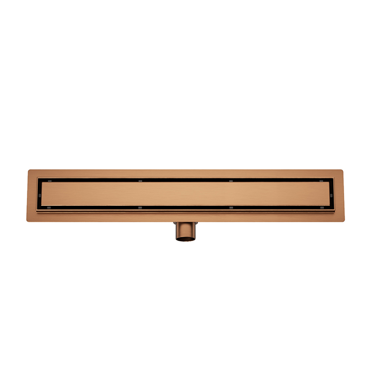Productfoto Douchegoot met flens en tegelrooster 80 x 7 cm geborsteld brons koper PVD 334247
