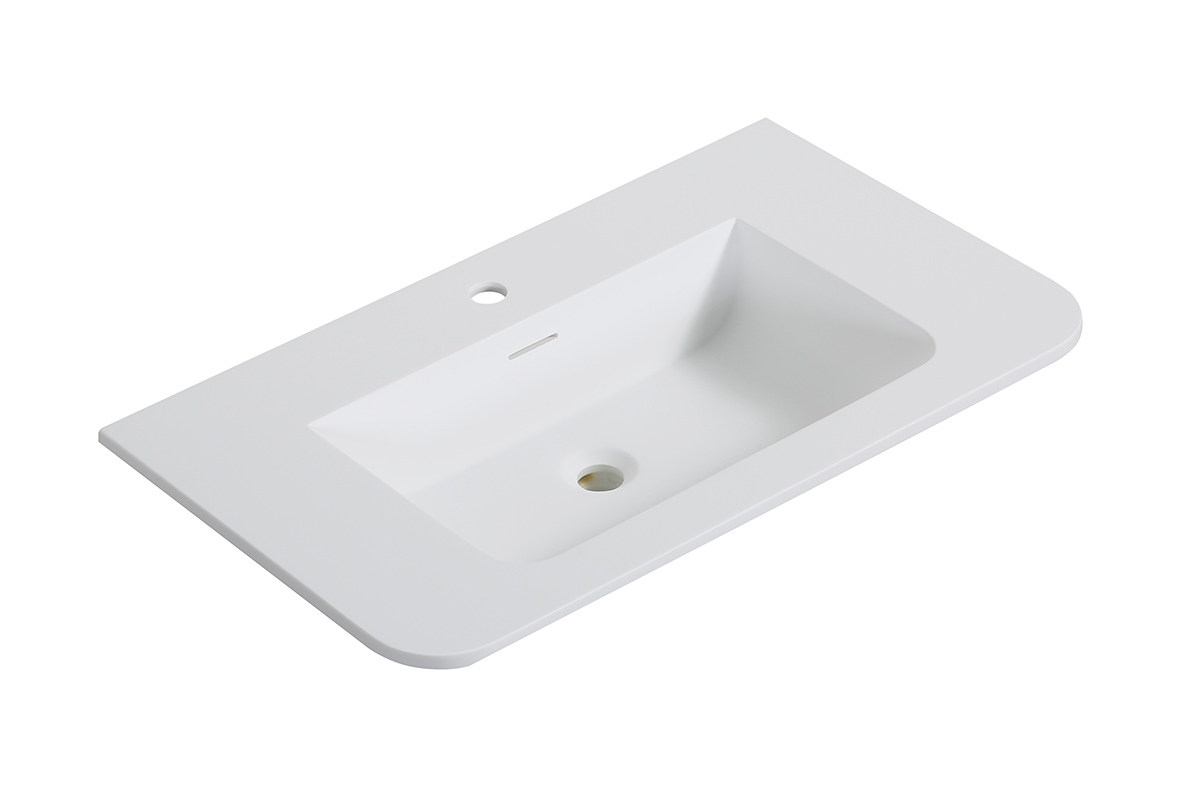 Productfoto Laro wastafel enkel met 1 kraangat ronde hoeken 80 x 48 x 1