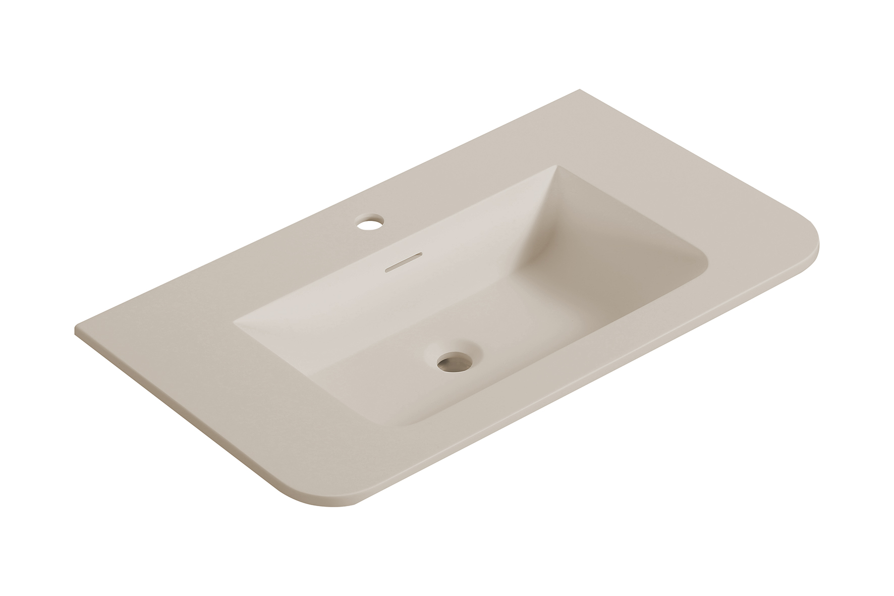 Productfoto Laro wastafel enkel met 1 kraangat ronde hoeken 80 x 48 x 1