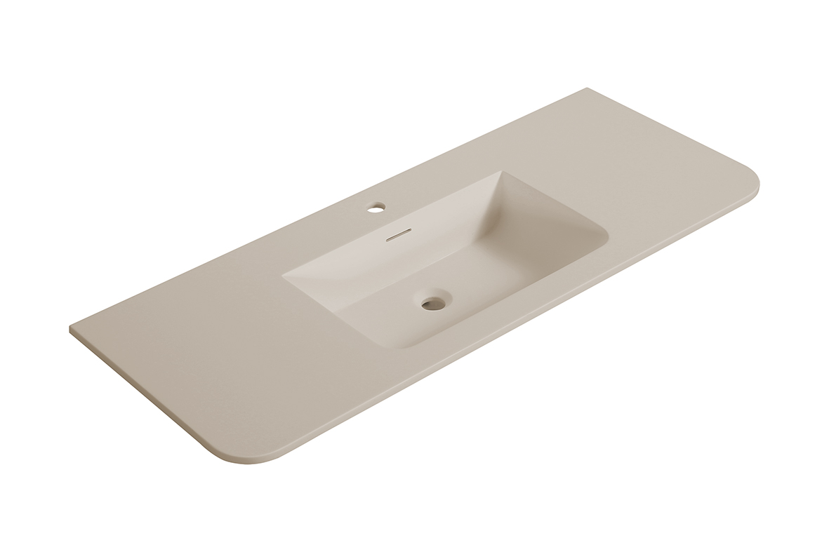 Productfoto Laro wastafel enkel met 1 kraangat ronde hoeken 120 x 48 x 1