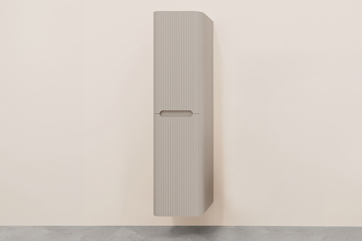 Productfoto Sulora kolomkast afgeronde hoeken geribbeld 160 x 40 x 35 cm mat beige 383605