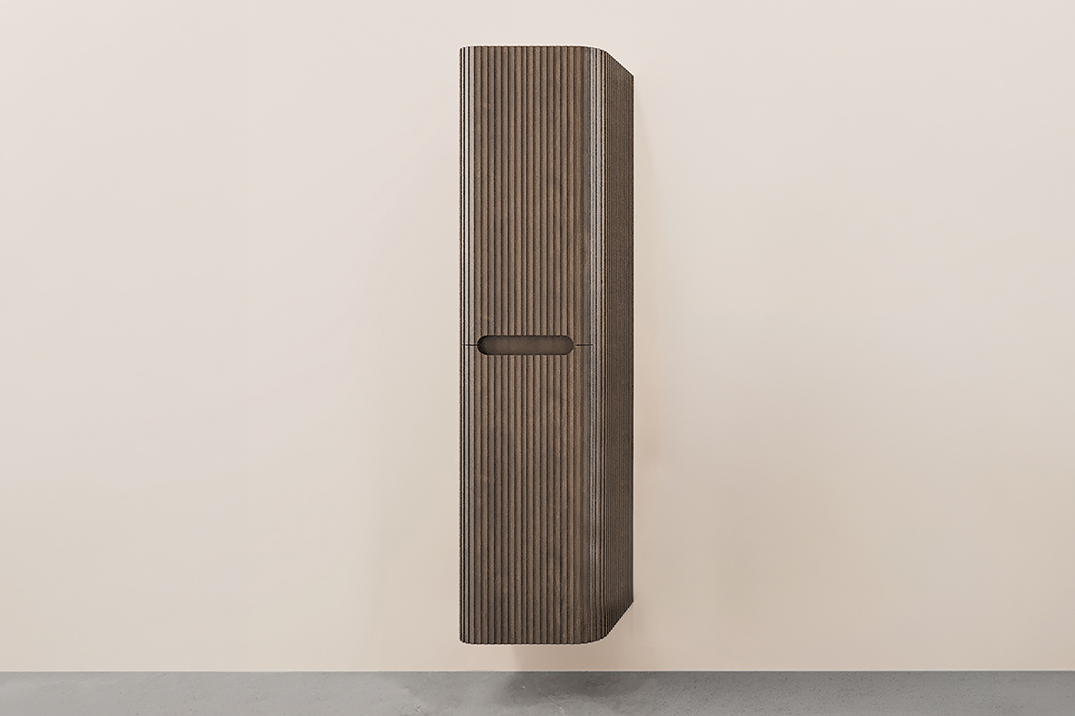 Productfoto Sulora kolomkast afgeronde hoeken geribbeld 160 x 40 x 35 cm bruin eiken 383606