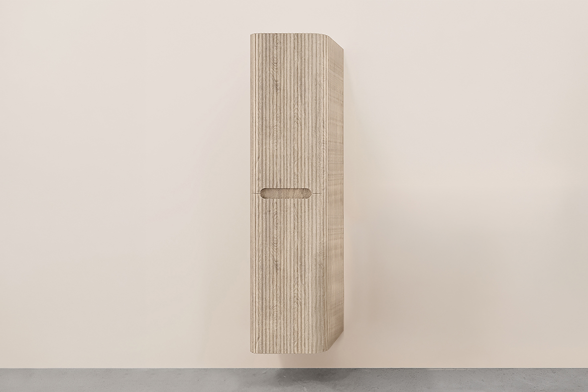Productfoto Sulora kolomkast afgeronde hoeken geribbeld 160 x 40 x 35 cm licht eiken 383607