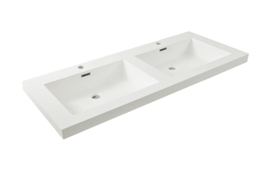 Productfoto Vision wastafel dubbel met 2 kraangaten 120x46x5