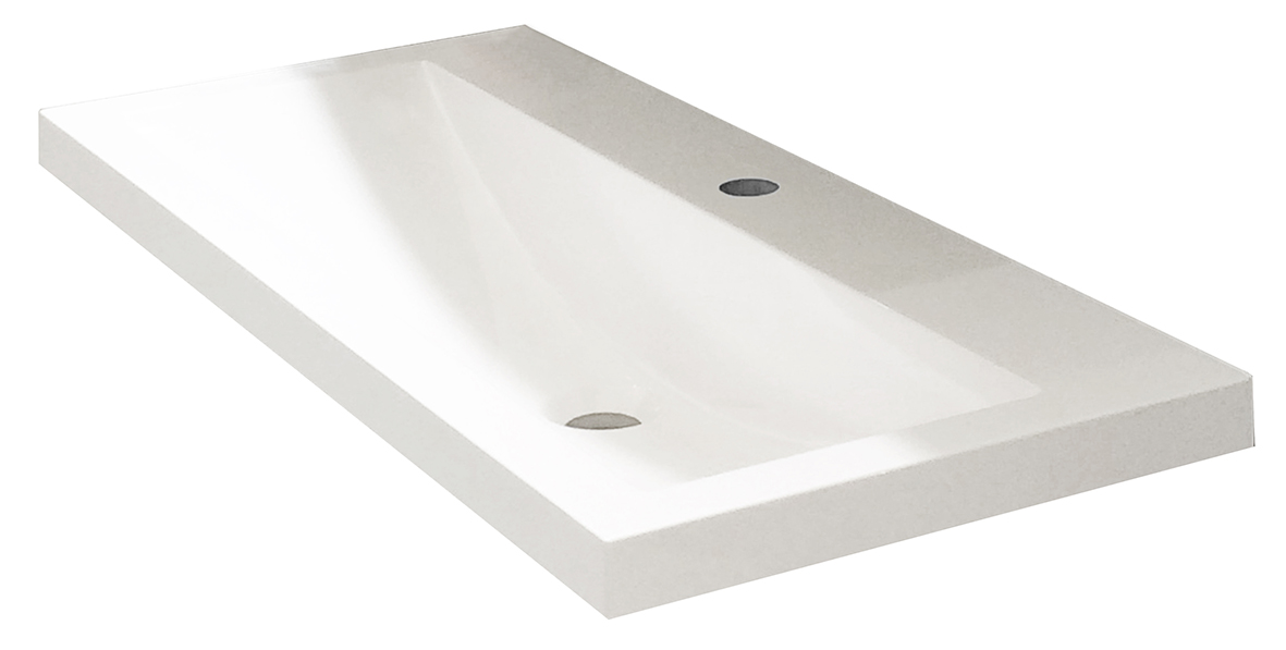 Productfoto Flag wastafel enkel met 1 kraangat 100x36x4 cm kunstmarmer glans wit 384016