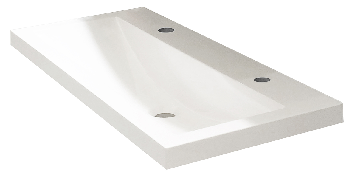 Productfoto Flag wastafel enkel met 2 kraangaten 100x36x4 cm kunstmarmer glans wit 384017