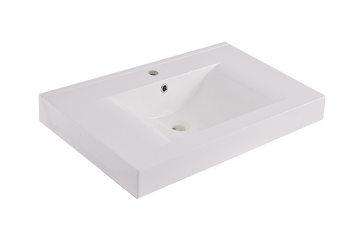 Productfoto Tigris wastafel enkel met 1 kraangat 60x46x8 cm kunstmarmer glans wit 386100