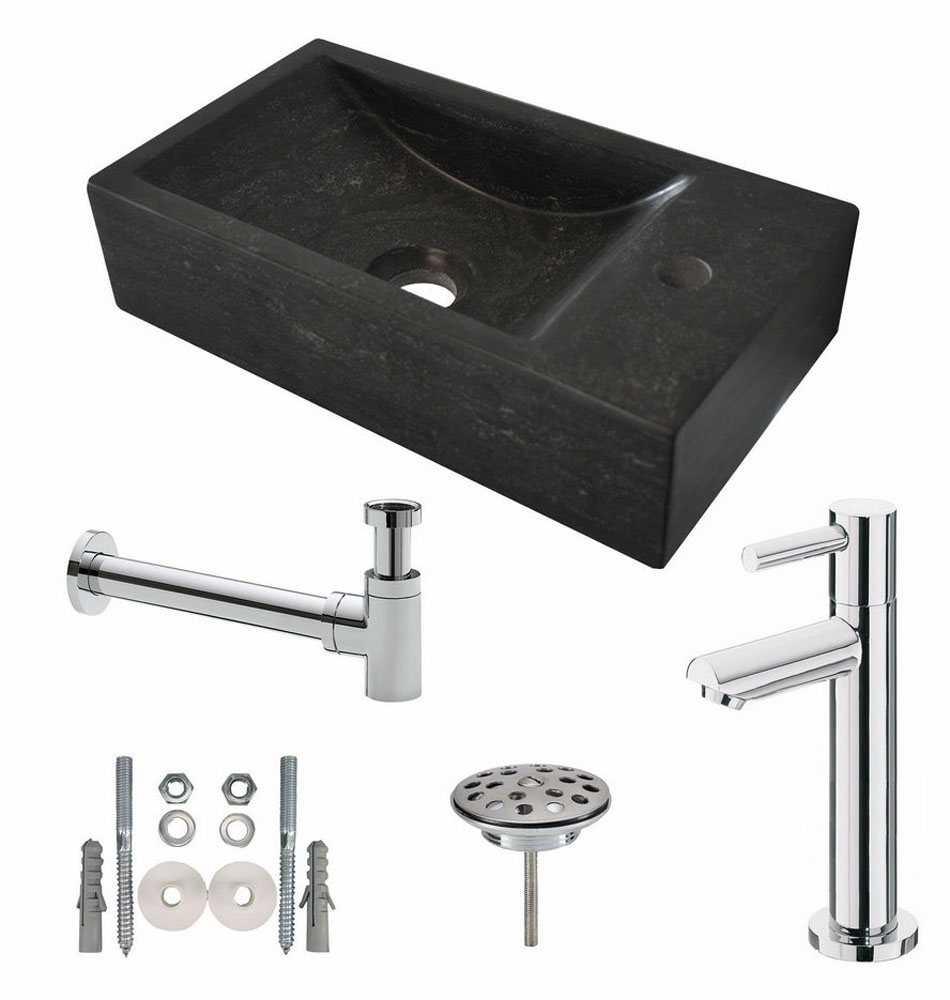 Productfoto One pack Raw fontein rechts 40x22x10 cm hardsteen gezoet 393601