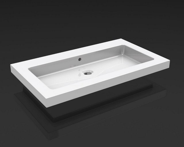 Productfoto Kera wastafel enkel zonder kraangat 80x46x5 cm keramiek glans wit 393802