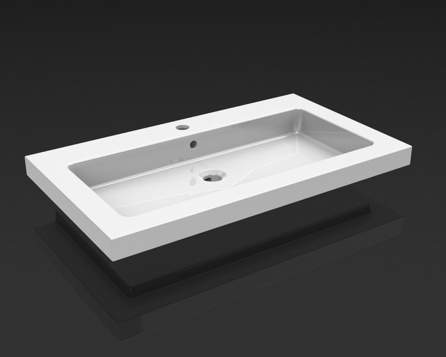 Productfoto Kera wastafel enkel met 1 kraangat 80x46x5 cm keramiek glans wit 393803