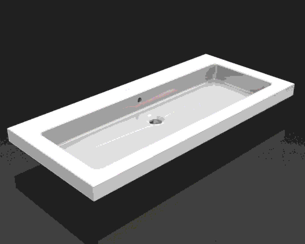Productfoto Kera wastafel enkel zonder kraangat 100x46x5 cm keramiek glans wit 393804
