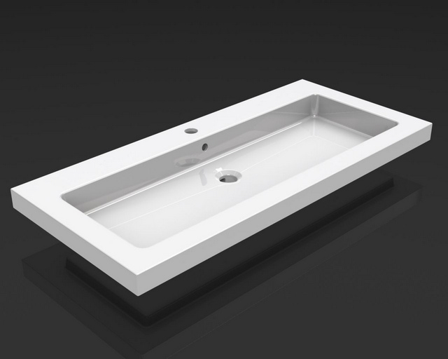 Productfoto Kera wastafel enkel met 1 kraangat 100x46x5 cm keramiek glans wit 393805