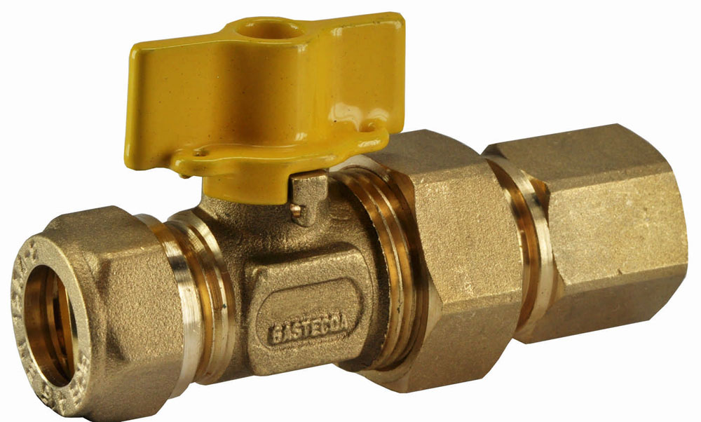 Productfoto Gaskogelkraan messing Gastec 15 mm knel x 1/2" bi 404649
