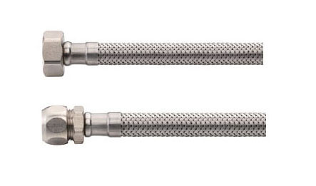Productfoto Flexibele aansluitslang Kiwa 3/8" bi x 12mm knel 35 cm RVS 523954