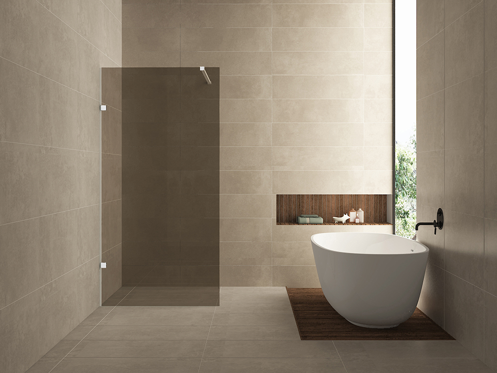 Productfoto Less inloopdouche 900 x 2000 x 8 mm nano vintage brons glas/mat wit 203111