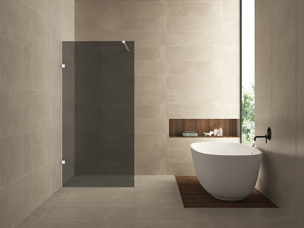 Productfoto Less inloopdouche 1000 x 2000 x 8 mm nano rookglas/mat wit 203146