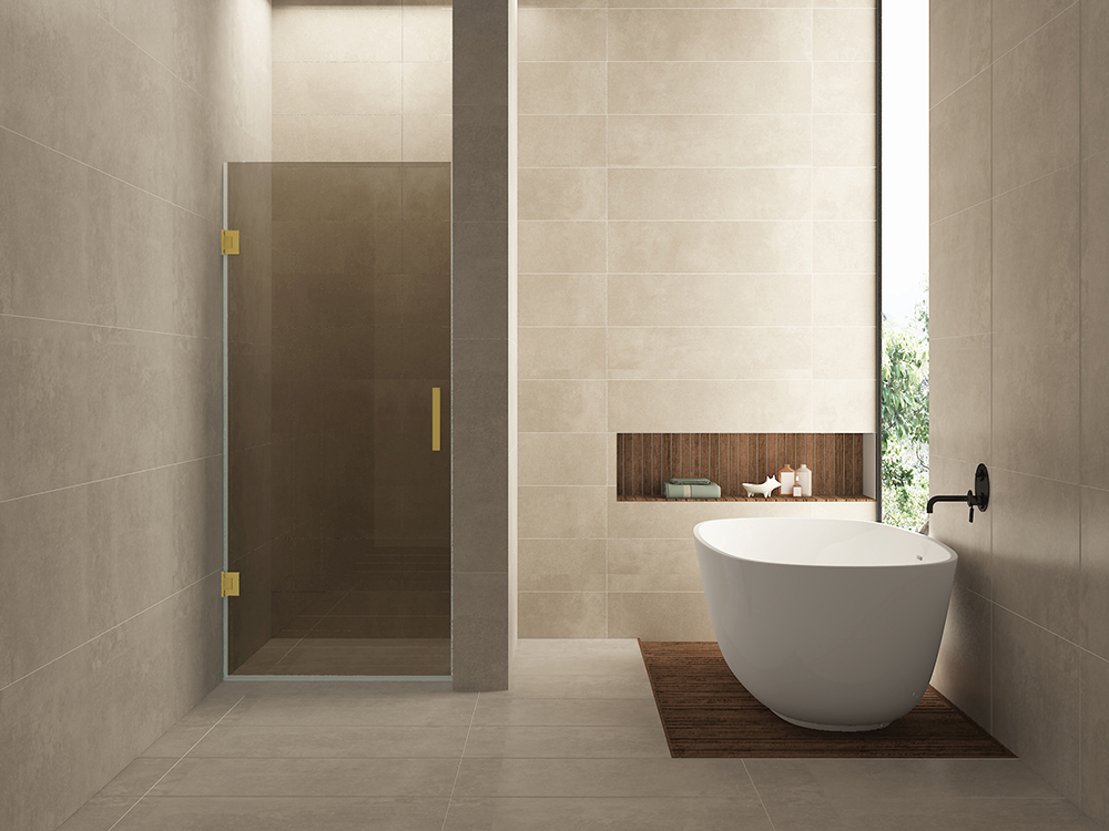 Productfoto Less nisdeur 700 x 2000 x 8 mm nano vintage brons glas/geborsteld messing 203284