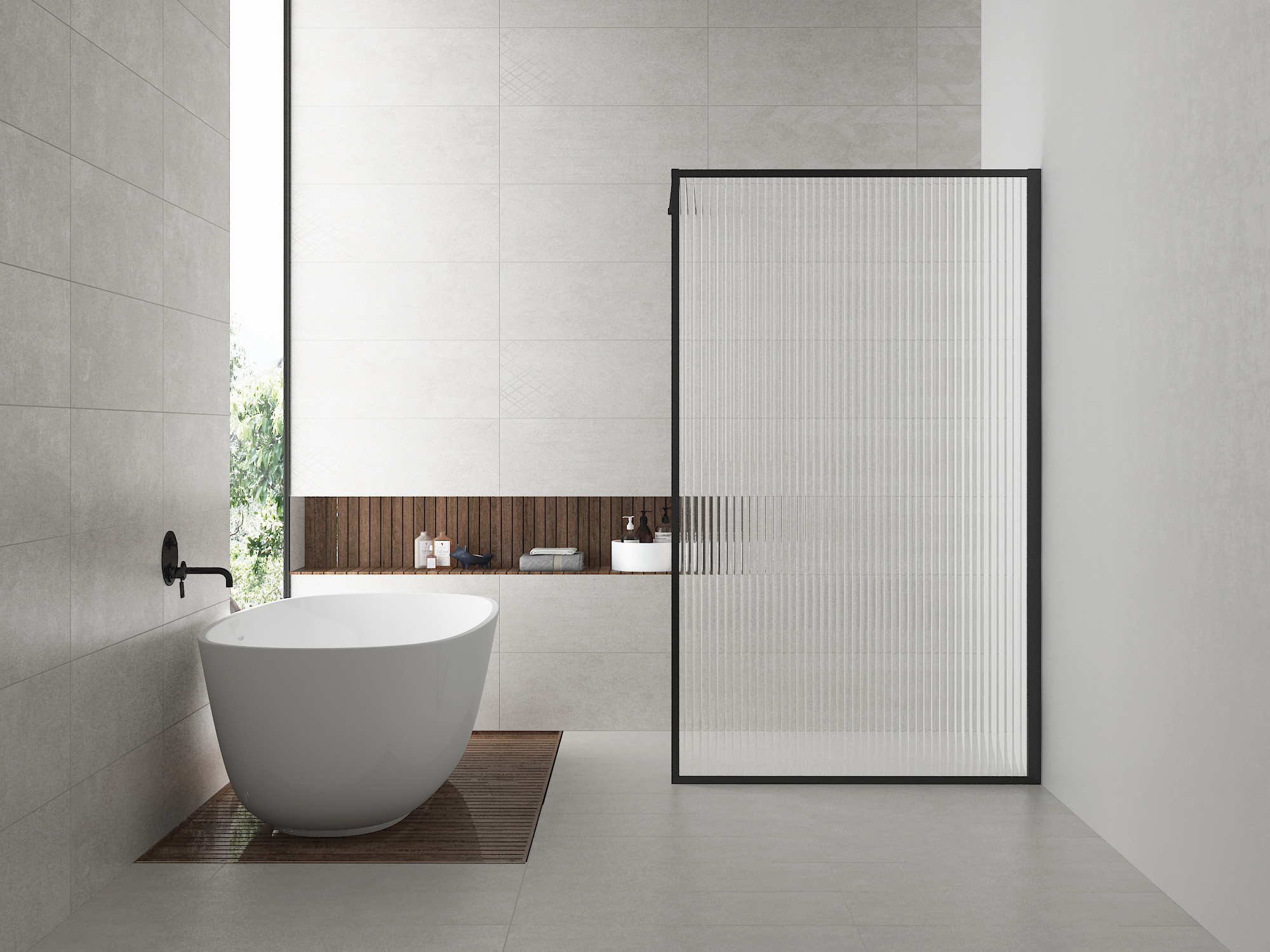 Productfoto Square inloopdouche 1000 x 2000 x 8 mm nano geribbeld helder glas/mat zwart 203321