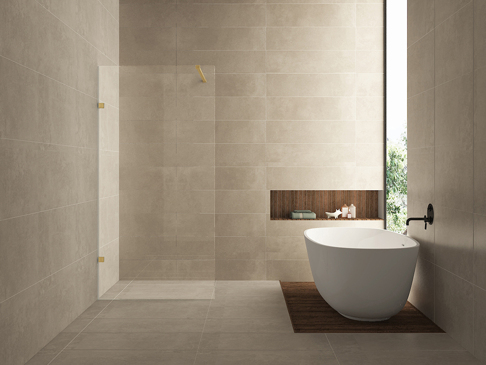 Productfoto Less inloopdouche 500 x 2000 x 8 mm nano helder glas/geborsteld messing 203343