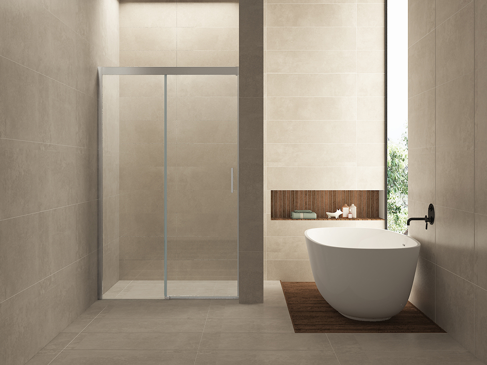 Productfoto Puerta nisdeur met 1 schuifdeur 1100 x 2000 x 8 mm nano helder glas/chroom 203432