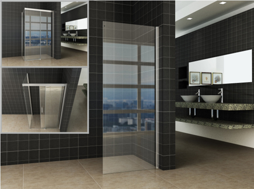 Productfoto Side zijwand voor Puerta en Slide nisdeur 900 x 2000 x 8 mm nano helder glas/chroom 203441