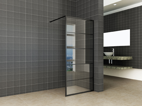 Productfoto Horizon inloopdouche met raster 1000 x 2000 x 8 mm nano helder glas/mat zwart 203522