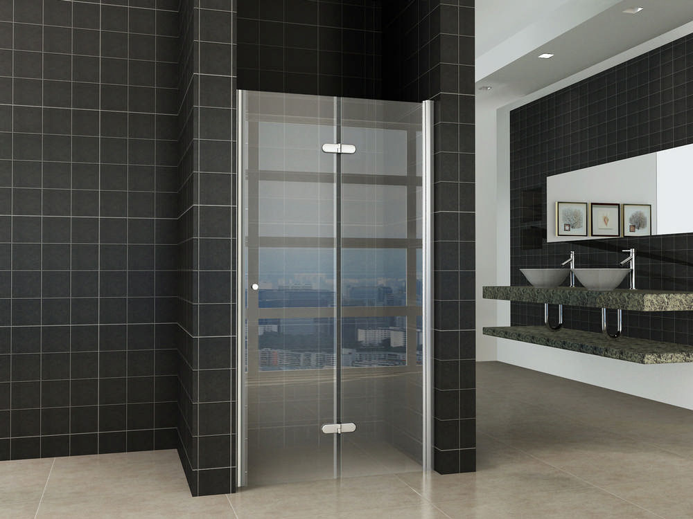 Productfoto Maki nisdeur vouwbaar rechts 1000 x 2000 x 8 mm nano helder glas/chroom 203725