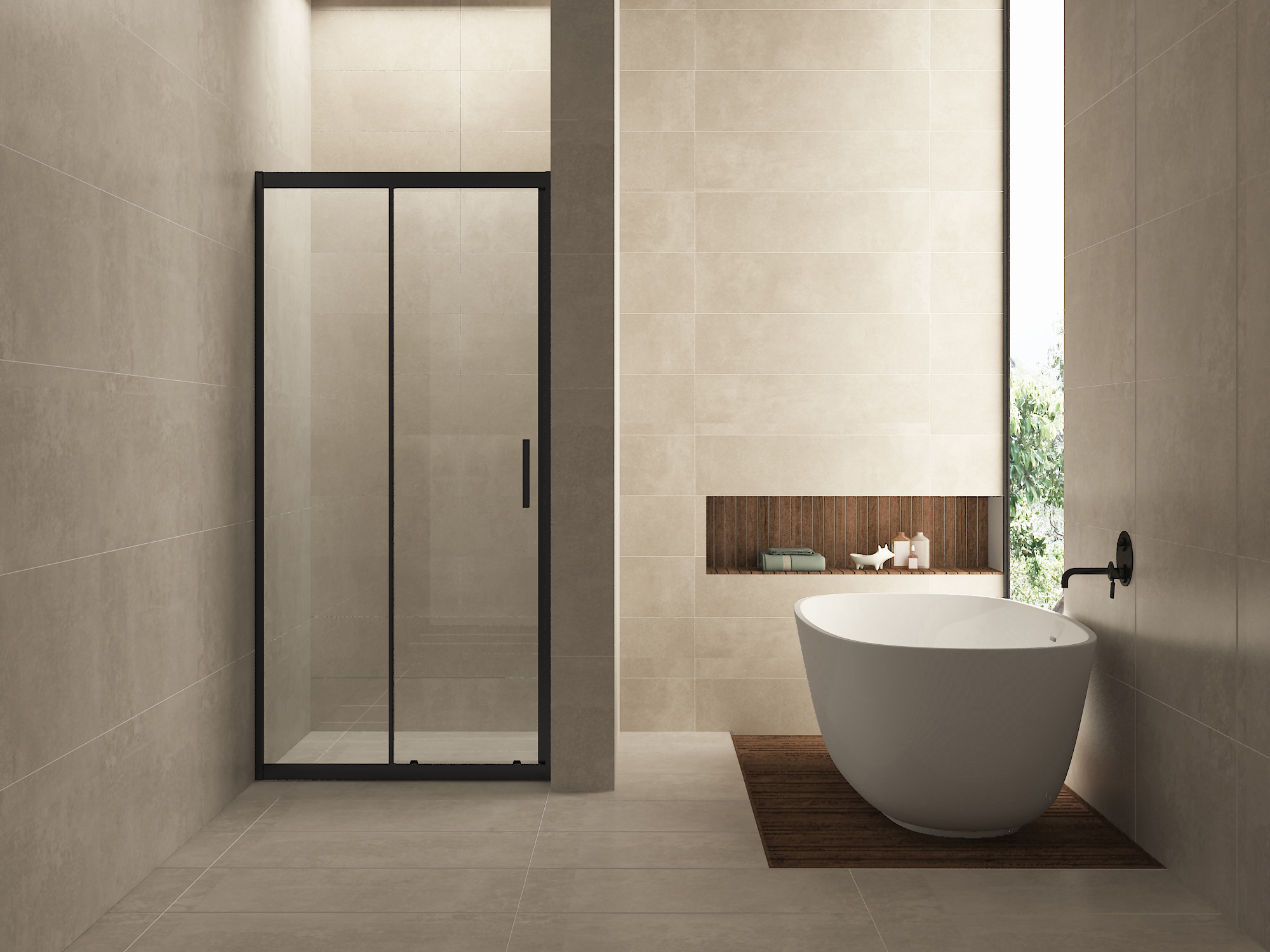 Productfoto Skyline nis schuifdeur 1300 x 2000 x 8 mm nano helder glas/mat zwart 203733