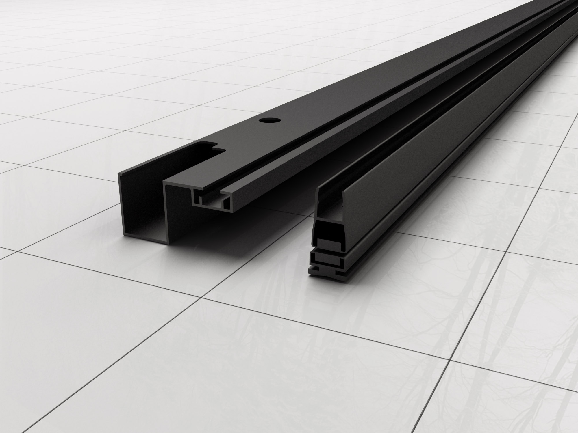 Productfoto Skyline muurprofiel met magneetstrip voor nisdeur mat zwart 203739