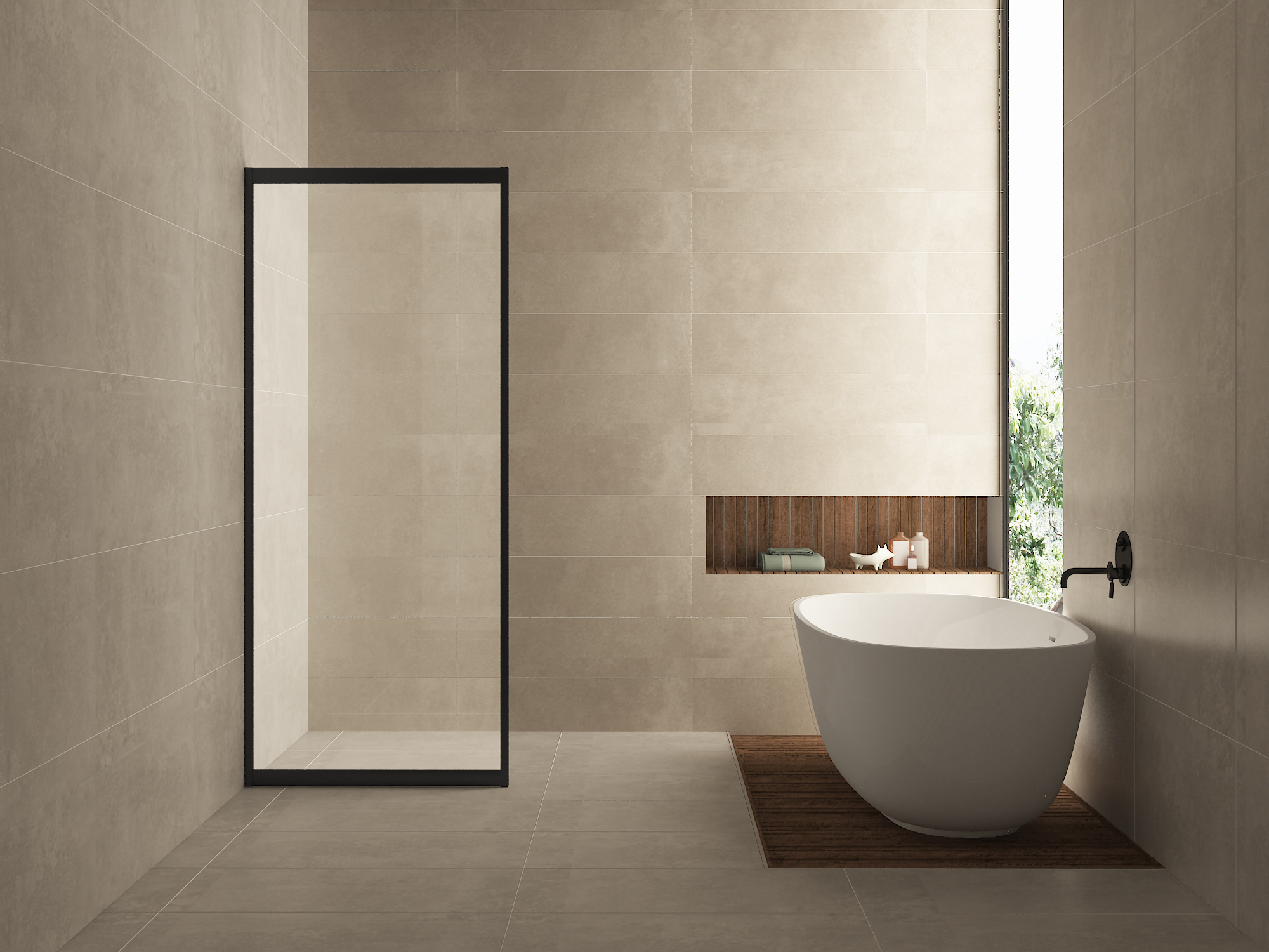 Productfoto Skyline zijwand voor nis schuifdeur 1000 x 2000 x 8 mm nano helder glas/mat zwart 203742