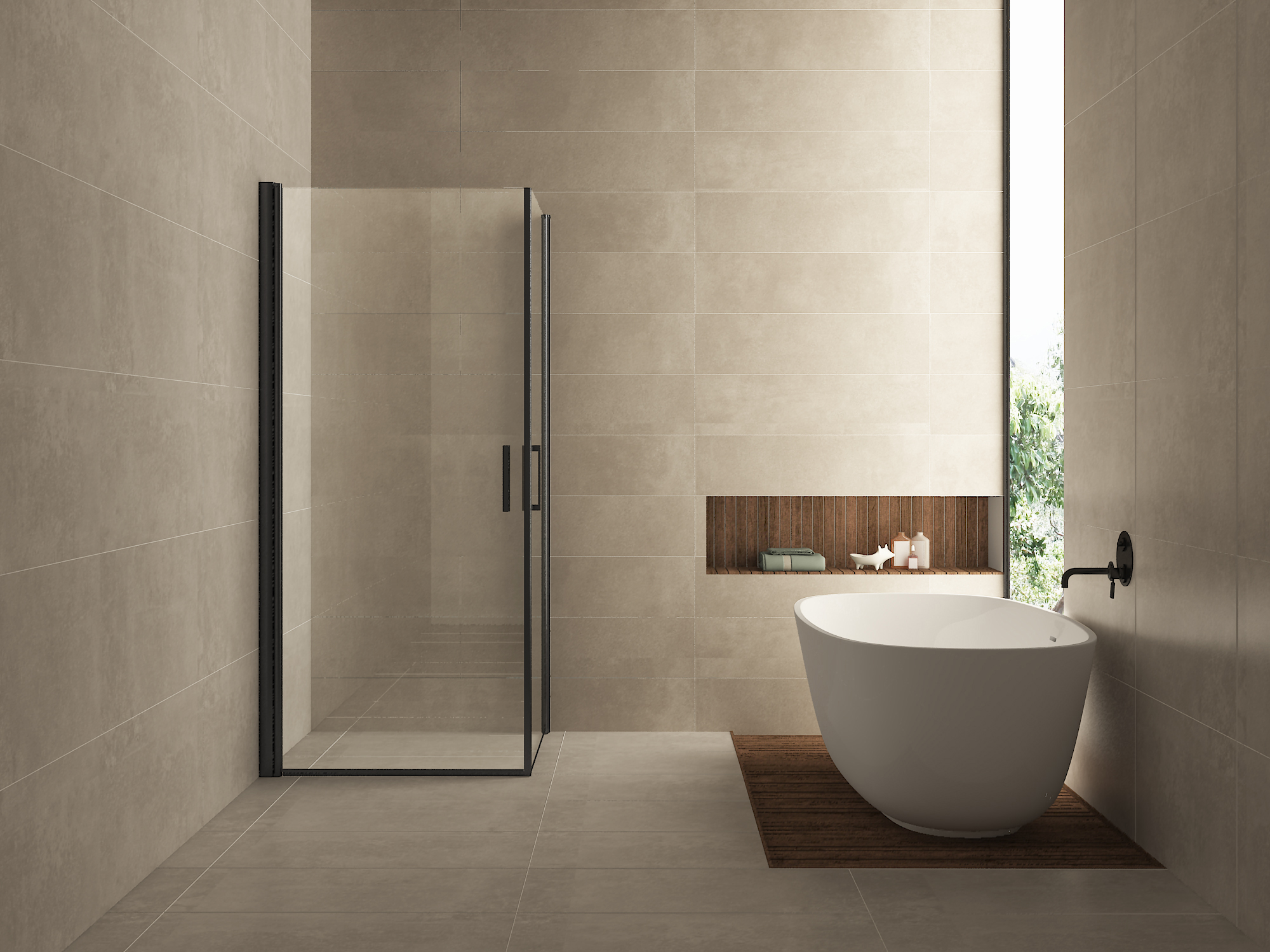 Productfoto Salone cabine met 2 draaideuren 900 x 900 x 2000 x 8 mm nano helder glas/mat zwart 203767