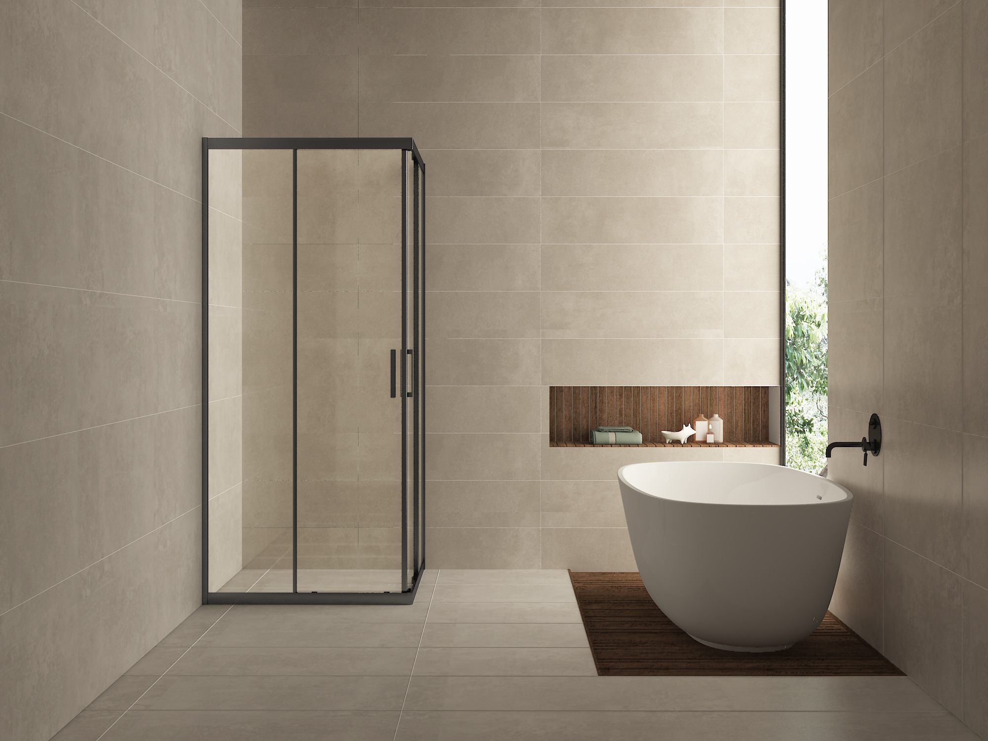 Productfoto Skyline hoekinstap cabine met 2 schuifdeuren 800 x 800 x 2000 x 8 mm nano helder glas/mat zwart 203770