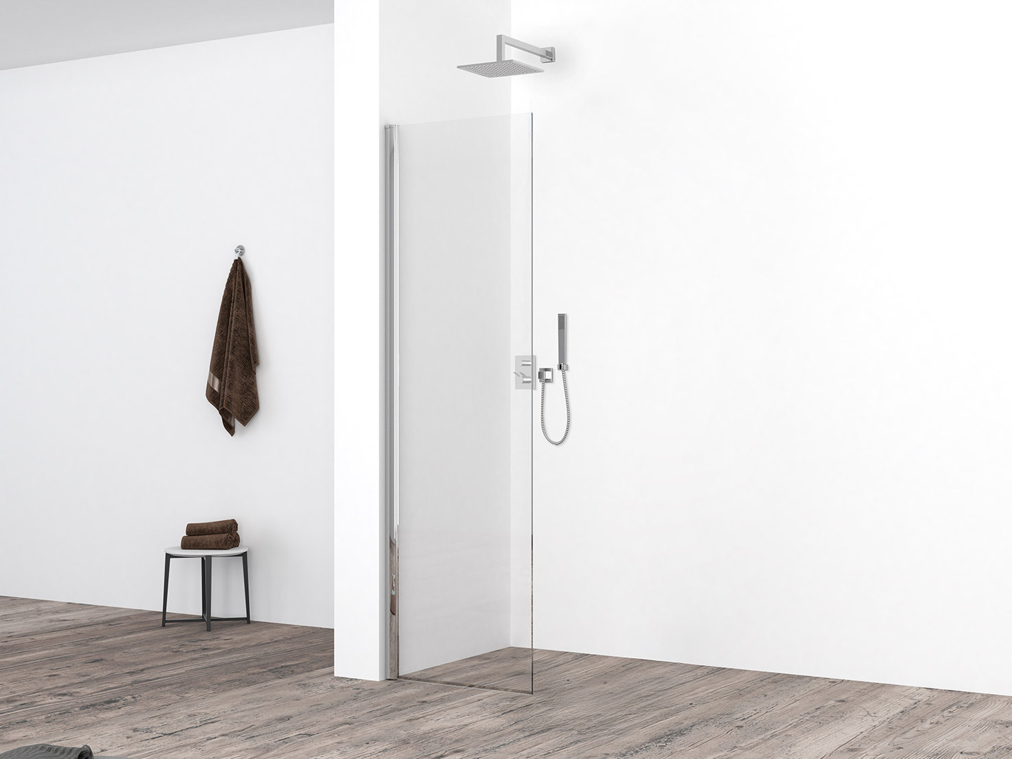 Productfoto Comfort zijwand met muurprofiel 400 x 2000 x 10 mm nano helder glas/chroom 203816