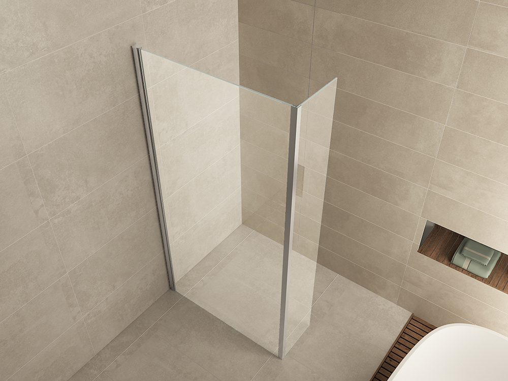 Productfoto Comfort zijwand met hoekprofiel 300 x 2000 x 10 mm nano helder glas/chroom 203819