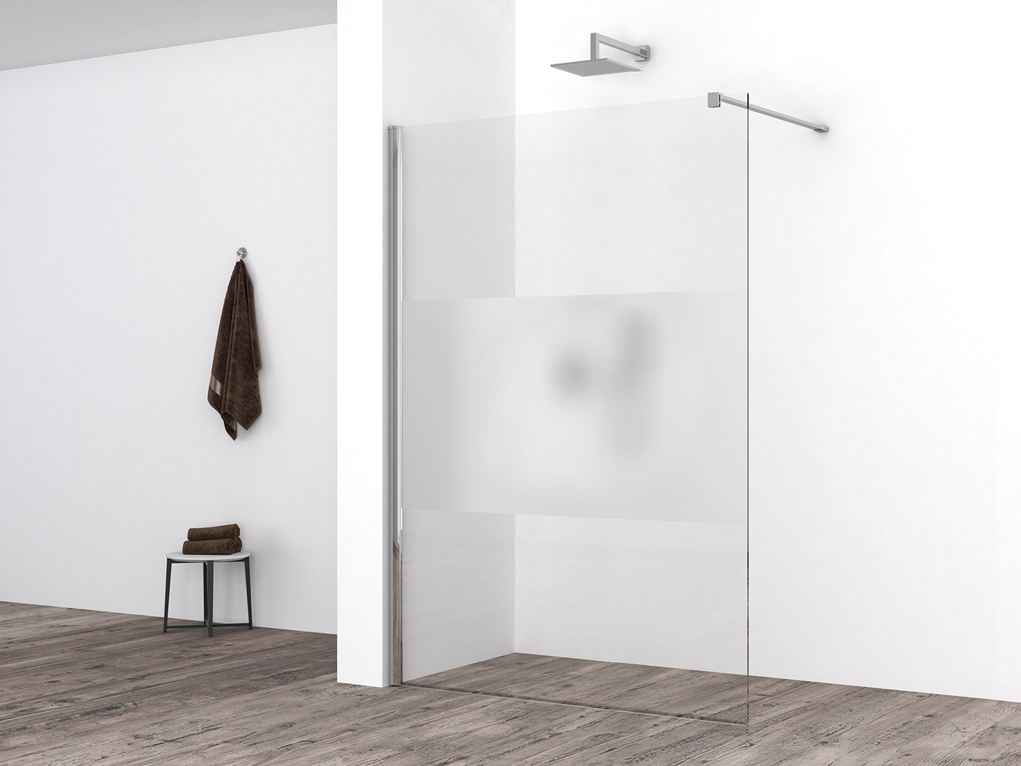Productfoto Comfort inloopdouche 1400 x 2000 x 8 mm nano helder glas met melkglas middenband/chroom 203953