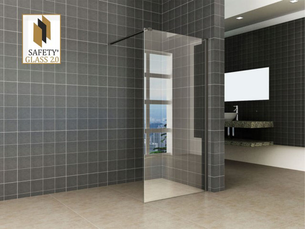 Productfoto Graffic inloopdouche 1000 x 2000 x 10 mm nano safety glass folie helder glas/mat zwart 204257