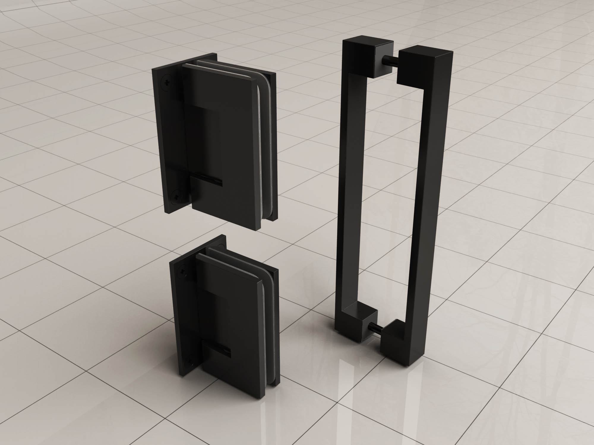 Productfoto Less scharnierset en greep voor profielloze nisdeur mat zwart 206172